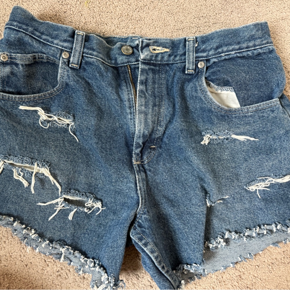 Wrangler Blue Distressed Jean Shorts